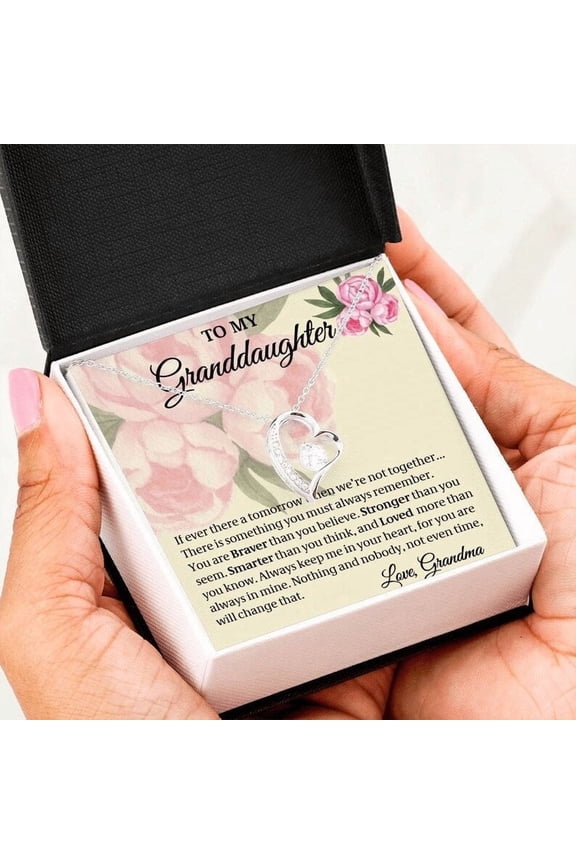 To My Granddaughter Forever Love Necklace Gift from Grandma White Gold Jewelry, Gold Forever Love Necklace