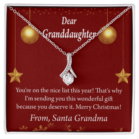 To My Granddaughter Granddaughter Christmas Card Alluring Ribbon Necklace Message Card