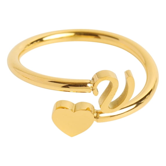 To My Granddaughter Initial Heart Ring Fashion Jewelry for Her Elegant Letter Charm