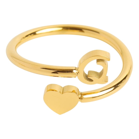 To My Granddaughter Initial Heart Ring Fashion Jewelry for Her Elegant Letter Charm