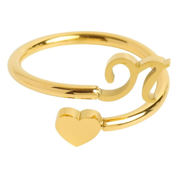 To My Granddaughter Initial Heart Ring Fashion Jewelry for Her Elegant Letter Charm