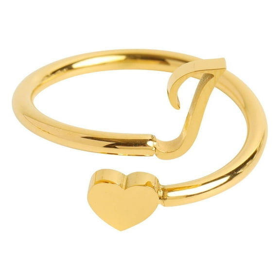 To My Granddaughter Initial Heart Ring Fashion Jewelry for Her Elegant Letter Pendant