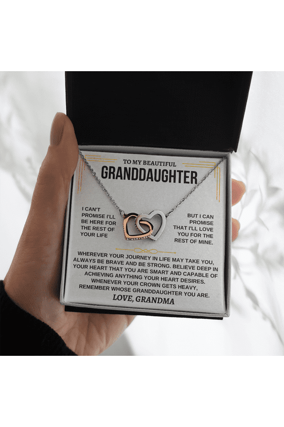 To My Granddaughter Interlocking Heart Necklace From Grandma, Beautiful Set, Birthday Granddaughter, Multi Interlocking Heart Necklace