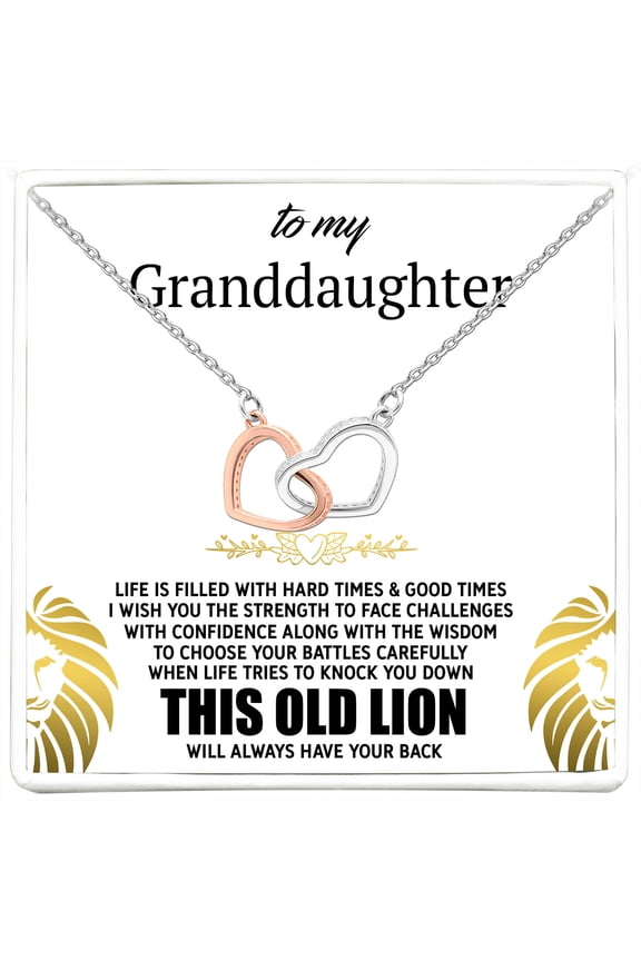 To My Granddaughter Interlocking Hearts Necklace with Sentimental Message
