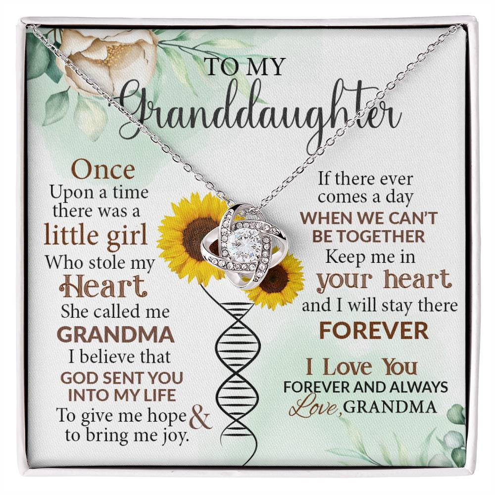 Love Knot Necklace With CZ To My Granddaughter Necklace - Love Knot Pendant With CZ Stones From Grandma & Grandpa Kids Jewelry