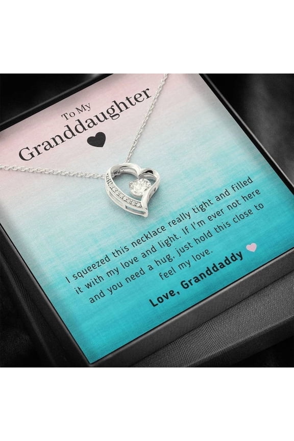 To My Granddaughter Necklace Love Granddaddy Gift from Grandfather Birthday or Special Occasion Jewelry, Gold Forever Love Necklace