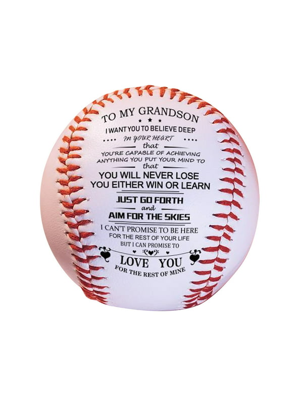 To My Grandson Baseball - You Will Never Lose - Personalized Printed Baseball - Grandson Gifts from Grandma Grandpa - Graduation Birthday Keepsake - Baseball Practice Equipment