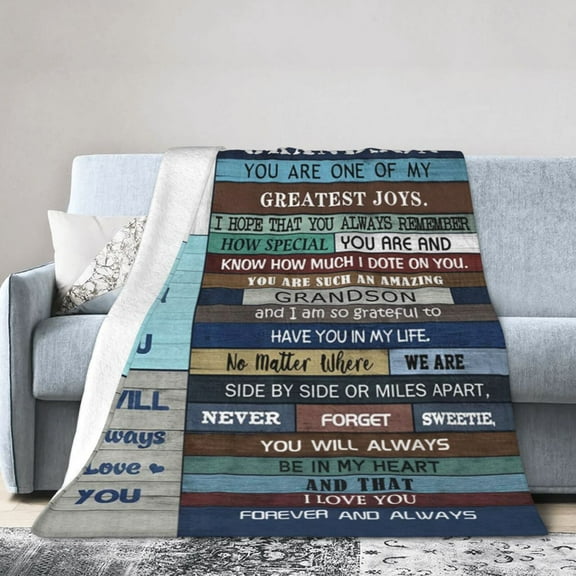 To My Grandson Blanket Gifts For Kids Adults - Lightweight Throw Blanket For Bedroom Living Room Decor Soft Fuzzy Fleece Cozy Plush Bed Couch 40"X30"