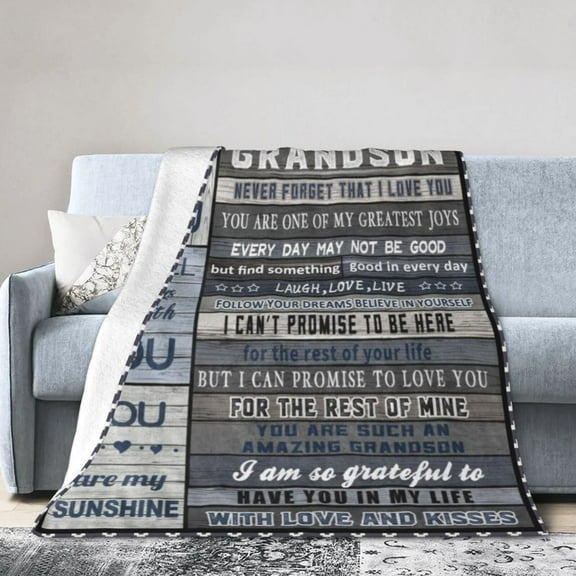 To My Grandson Blanket Gifts For Kids Adults - Lightweight Throw Blanket For Bedroom Living Room Decor Soft Fuzzy Fleece Cozy Plush Bed Couch 60"X50"