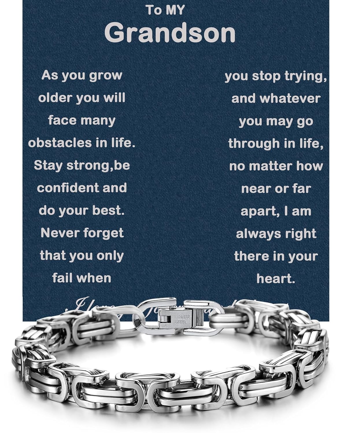 To My Grandson Bracelet Grandson Gifts From Grandma Grandparents Graduation Birthday Christmas Gifts With Message Card＆LED Gift Box