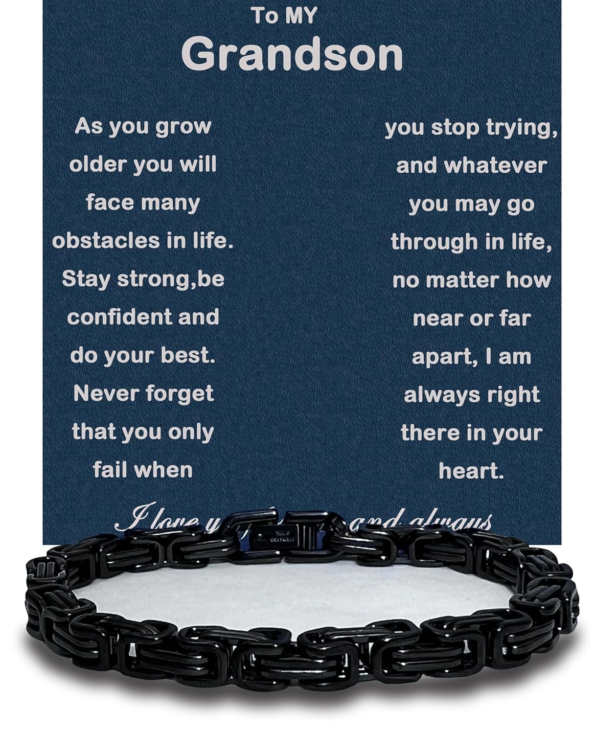 To My Grandson Bracelet Grandson Gifts From Grandma Grandparents Graduation Birthday Christmas Gifts With Message Card＆LED Gift Box