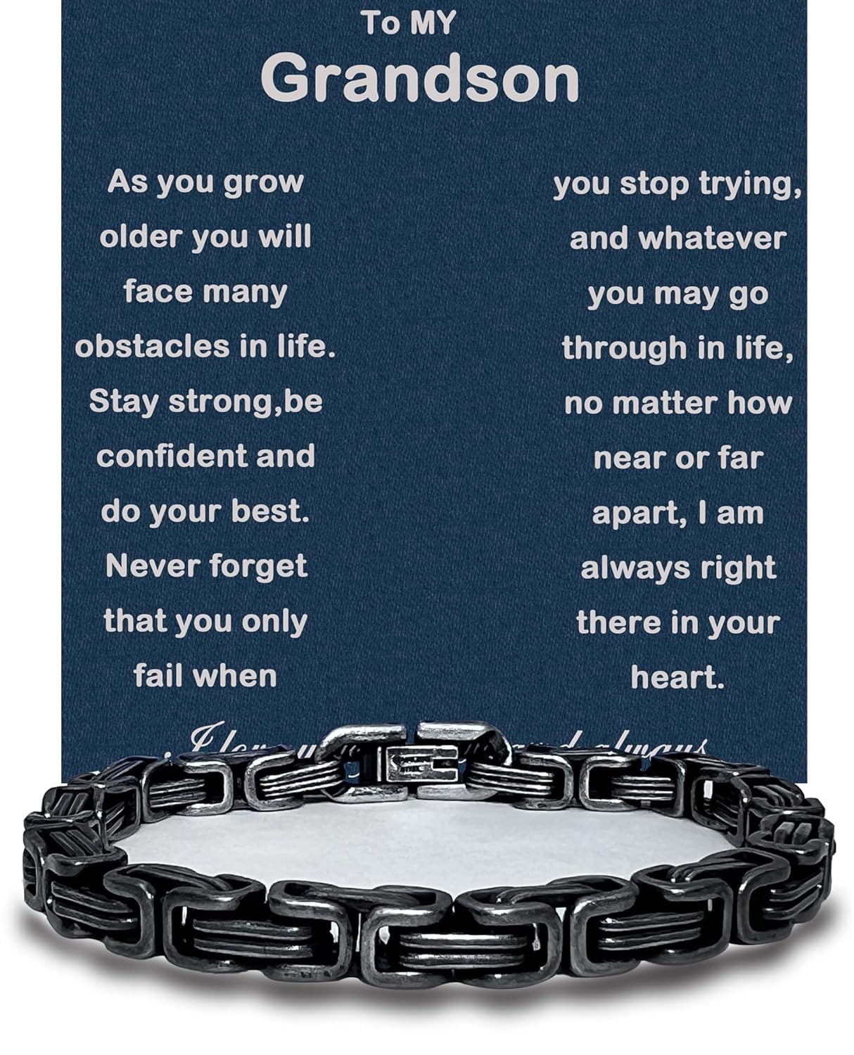 To My Grandson Bracelet Grandson Gifts From Grandma Grandparents Graduation Birthday Christmas Gifts With Message Card＆LED Gift Box