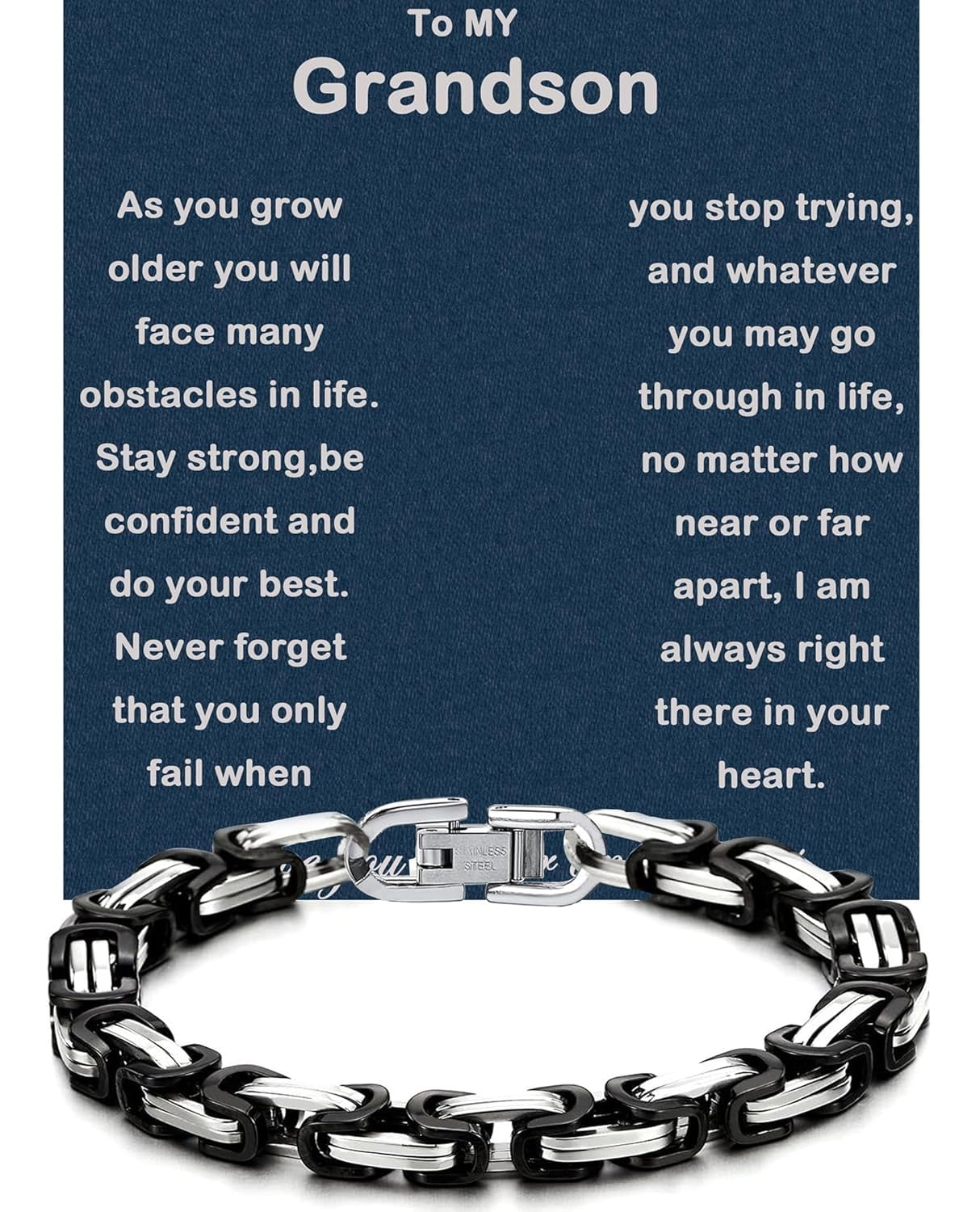 To My Grandson Bracelet Grandson Gifts From Grandma Grandparents Graduation Birthday Christmas Gifts With Message Card＆LED Gift Box