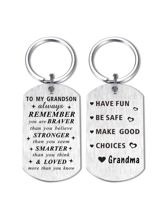 To My Grandson Gifts from Grandma Grandpa - Grandson Birthday Adult Keychain Gifts for Little Boy