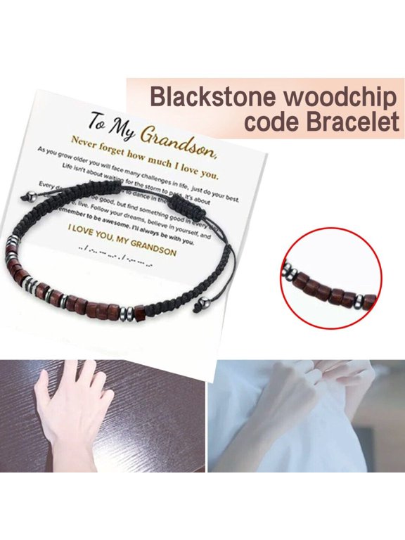 To My Grandson, I Love You Morse Code Bracelet,Men's Bracelet,Charm Bracelet .