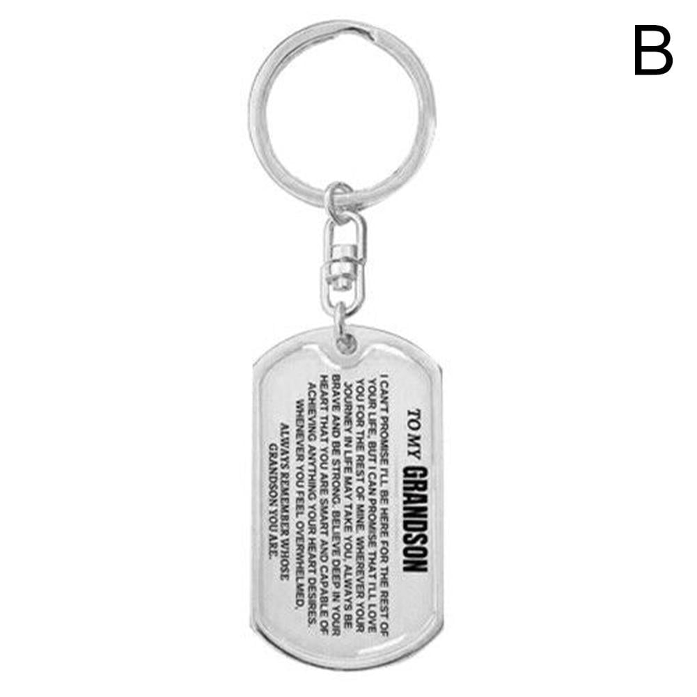 To My Grandson Keychain Stainless Steel Keychain Keys Chain Keyring