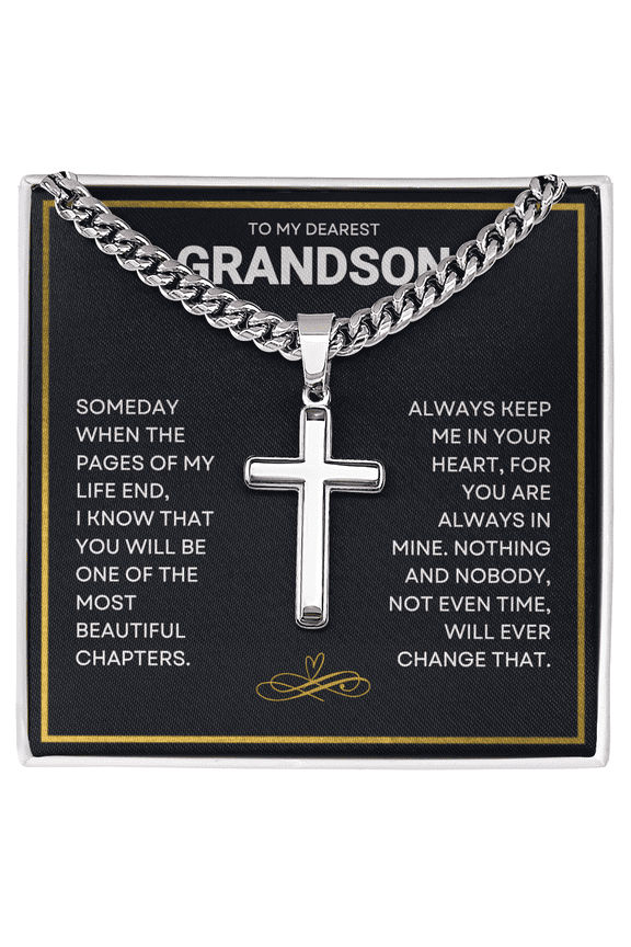 To My Grandson (When Pages End) Cross, Multi Cross Necklace