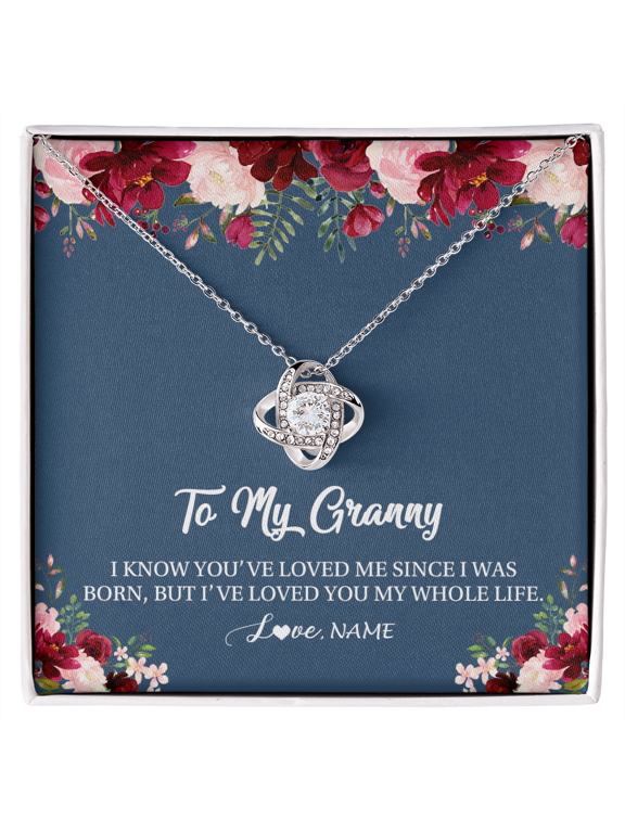 To My Granny Necklace Loved You My Whole Life, White Love Knot Necklace