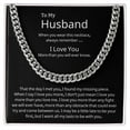 thumbnail image 1 of To My Husband Cuban Link Chain Necklace, Cuban Link Chain - Stainless Steel/ Yellow Plated - Message Card & Gift Box, 1 of 5