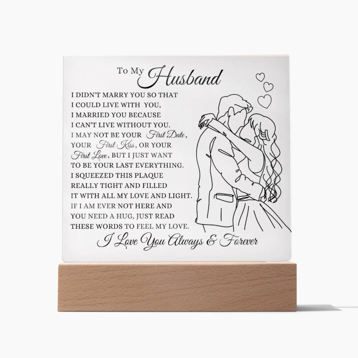 To My Husband I Love You Always & Forever Acrylic Square Plaque ...