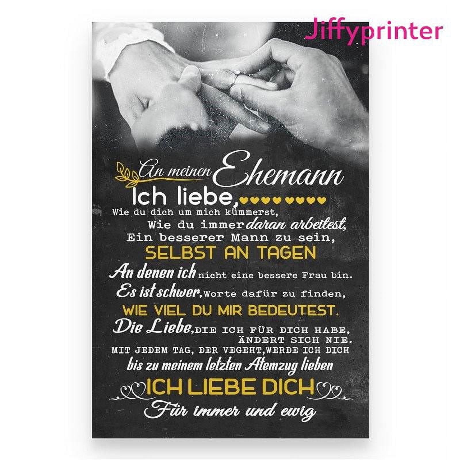 To My Husband I Love You German Version Poster Wall Art Vertical 24 x ...