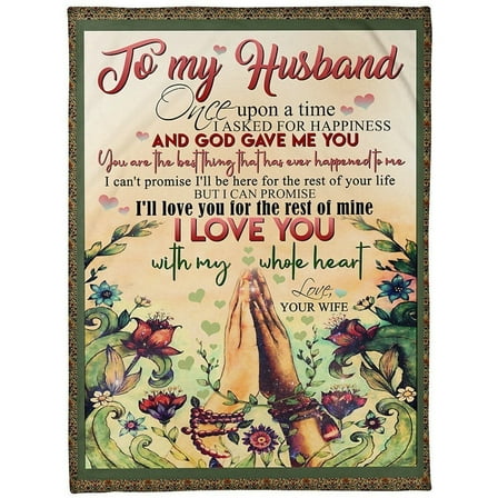 To My Husband I Love You With My Whole Heart Fleece Blanket