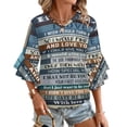 thumbnail image 1 of To My Husband Never Forget That I Love You Women's V-Neck Blouse With 3/4 Ruffled Bell Sleeves Casual Top Ladies Blouses, 1 of 7