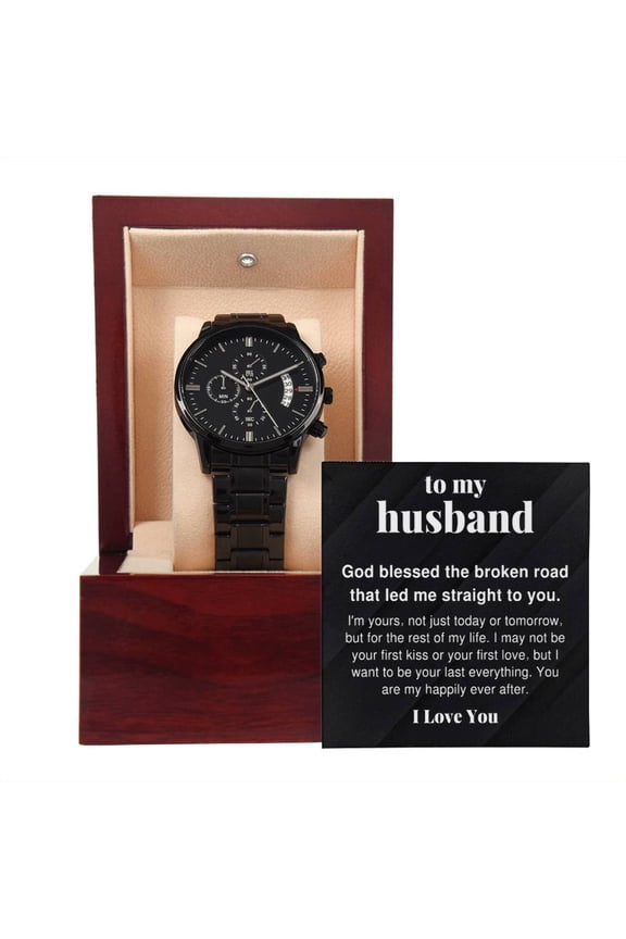 To My Husband You Are My Happily Ever After Black Chronograph Watch For Men