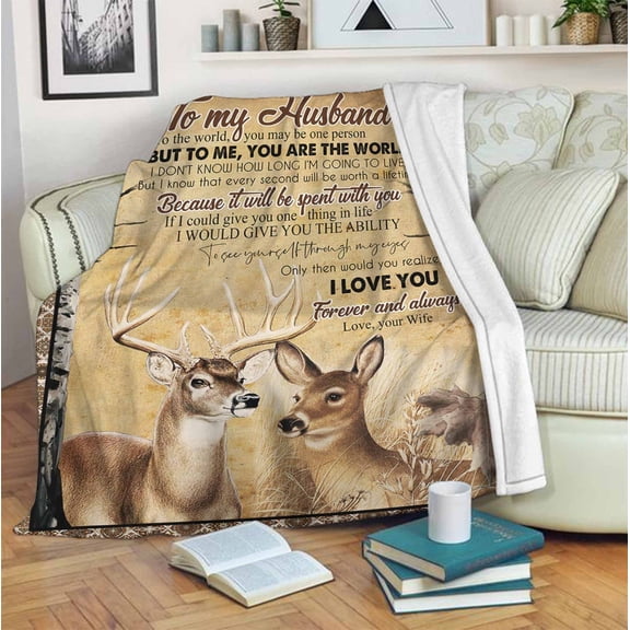 To My Husband You Are The World To Me Fleece Blanket Family,Birthday,Couple,Husband Gift Home Decor and Comfy, 50x60in Fleece Blanket