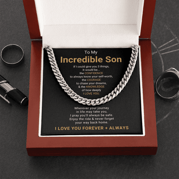 To My Incredible Son Necklace | Cuban Link Chain Necklace Luxury Box
