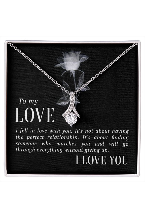 To My Love I Fell in Love Alluring Ribbon Necklace Message Card