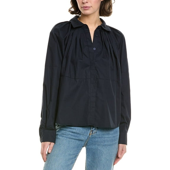 To My Lovers womens  Pleated Neck Blouse, s, Blue