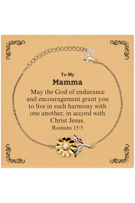 To My Mamma Gifts, May the God of endurance, Bible Verse Scripture Sunflower Bracelet, Birthday Confirmation Gifts for Mamma