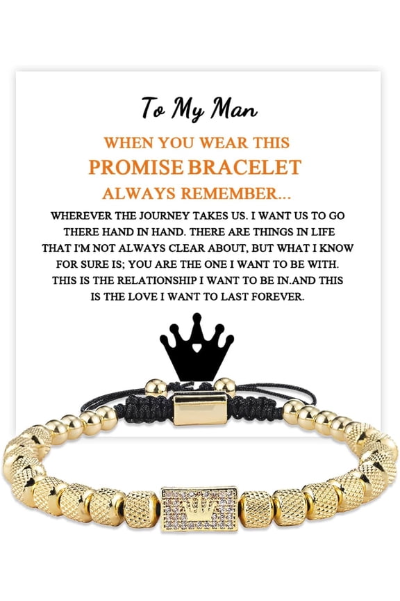 To My Man Bracelet Gold Bracelets Mens Beaded Braided Bracelets Gifts for Husband Boyfriend Inspirational Birthday Gifts for Men
