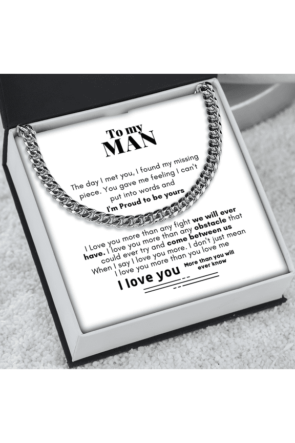 To My Man Cuban Link Chain Necklace - Gift for Man, Husband, Boyfriend, Necklace for Man