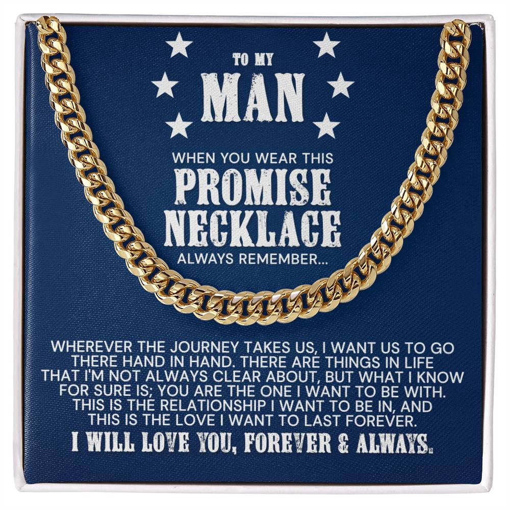 Chain Message Card To My Man, Cuban Link Chain - Stainless Steel/ Yellow Plated - Message ...