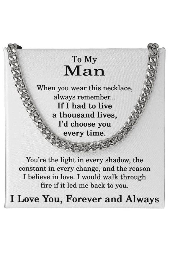 To My Man Gifts - Necklace for Husband from Wife - Gift Ideas for Boyfriend - To My Man Jewelry Title: Stainless Steel, Box Choice: Standard Box