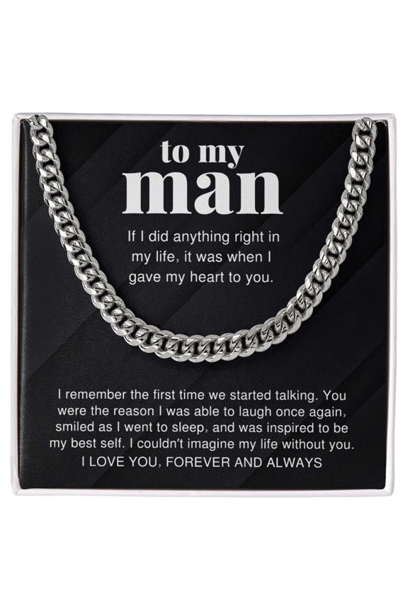 To My Man I Couldn't Imagine My Life Without You For Boyfriend or Husband Gift Link Chain