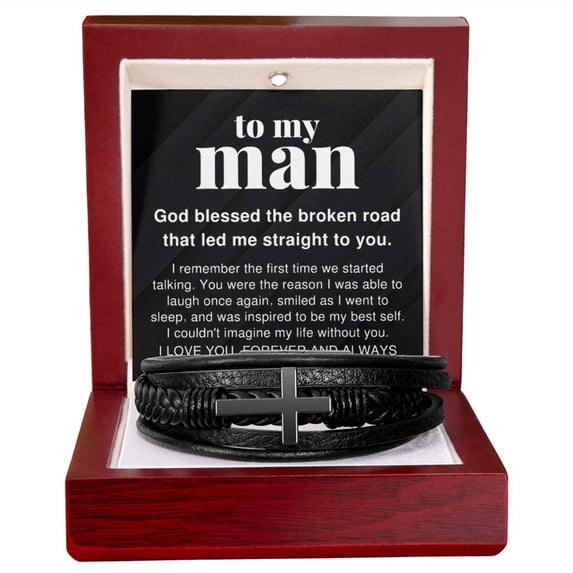 To My Man I Couldn't Imagine My Life Without You Men's Cross Bracelet