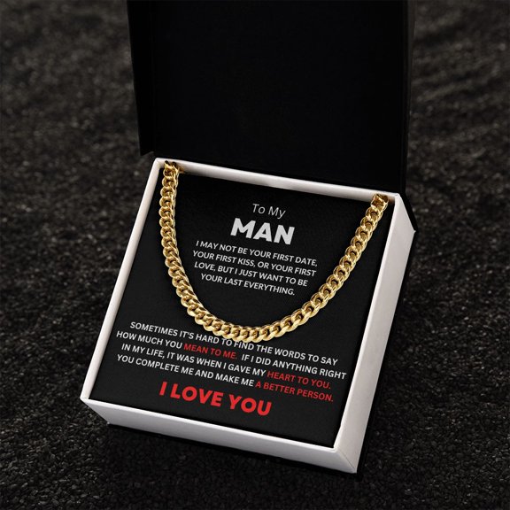 To My Man - I Love You Cuban Necklace
