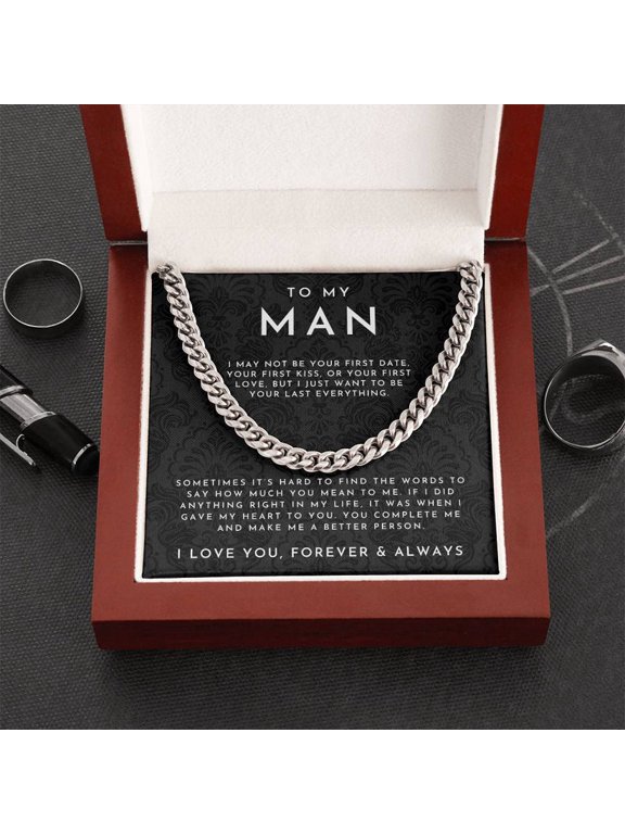 To My Man I Love You Forever & Always Cuban Link Chain Necklace Luxury Box