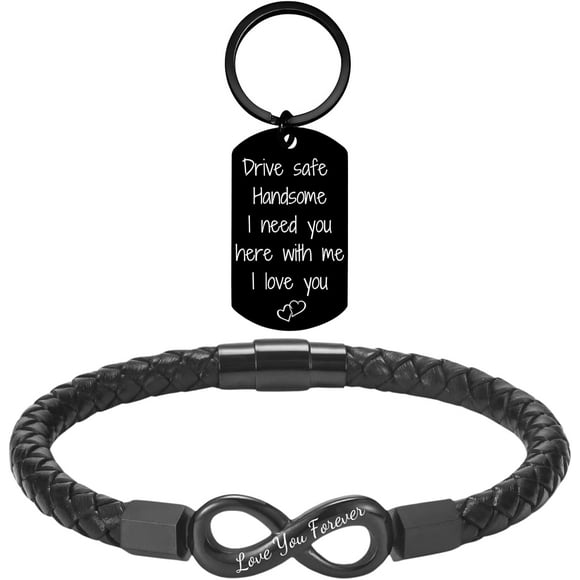 To My Man Straighten Your Crown Bracelet for Husband Boyfriend Mens Braided Leather Bracelets Valentine Birthday Christmas Gifts for Him