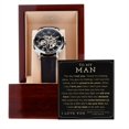 thumbnail image 1 of To My Man Watch - Gift For Boyfriend, Husband, Lover - Men's Openwork Watch - Mahogany Gift Box, 1 of 6