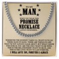 thumbnail image 1 of To My Man - When You Wear This Promise Necklace, Cuban Link Chain, Stainless Steel or Yellow Gold, Message Card & Gift Box, 1 of 5
