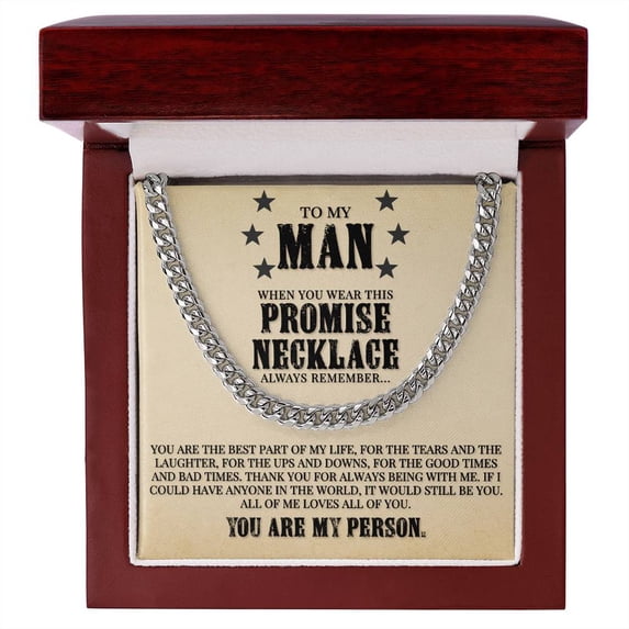To My Man - You Are The Best Part Of My Life, Cuban Link Chain, Stainless Steel or Yellow Gold, Message Card & Gift Box