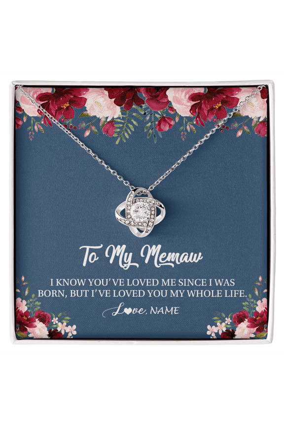 To My Memaw Necklace Loved You My Whole Life, White Love Knot Necklace