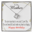 thumbnail image 1 of To My Mom Birthday Message Beautiful Lady Mom Infinity Knot Necklace Message Card, 1 of 17