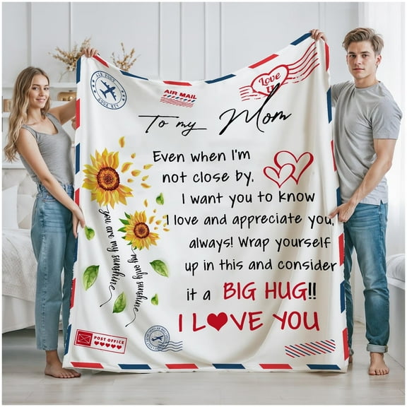 To My Mom Blanket for Mother's Day, Flannel Throw Blankets Anniversary Birthday Gift for Mom from Daughter Son