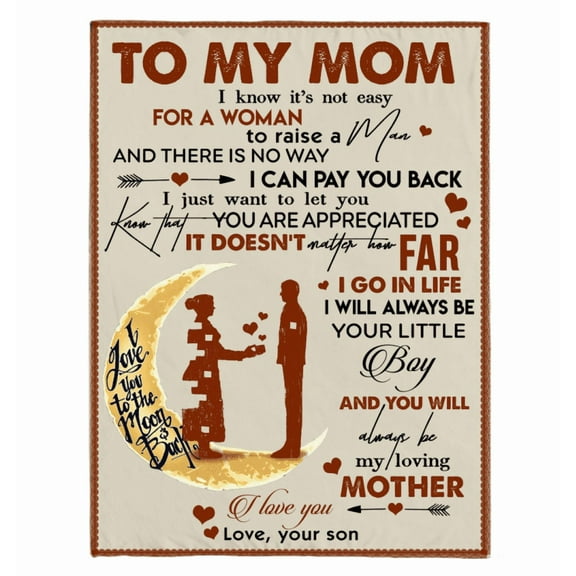 To My Mom Fleece Blanket - I love you To The Moon Back Mom From Son Birthday Gift Home Decor Bedding Couch, 30x40in Fleece Blanket