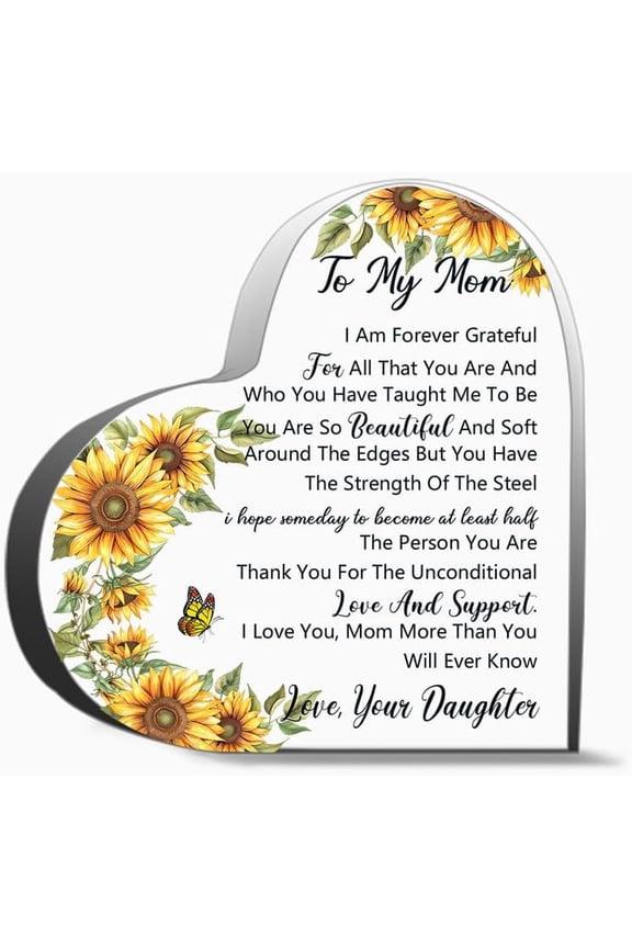 To My Mom Forever Love You Decor Acrylic Heart Gifts Sign Office Art Decorations